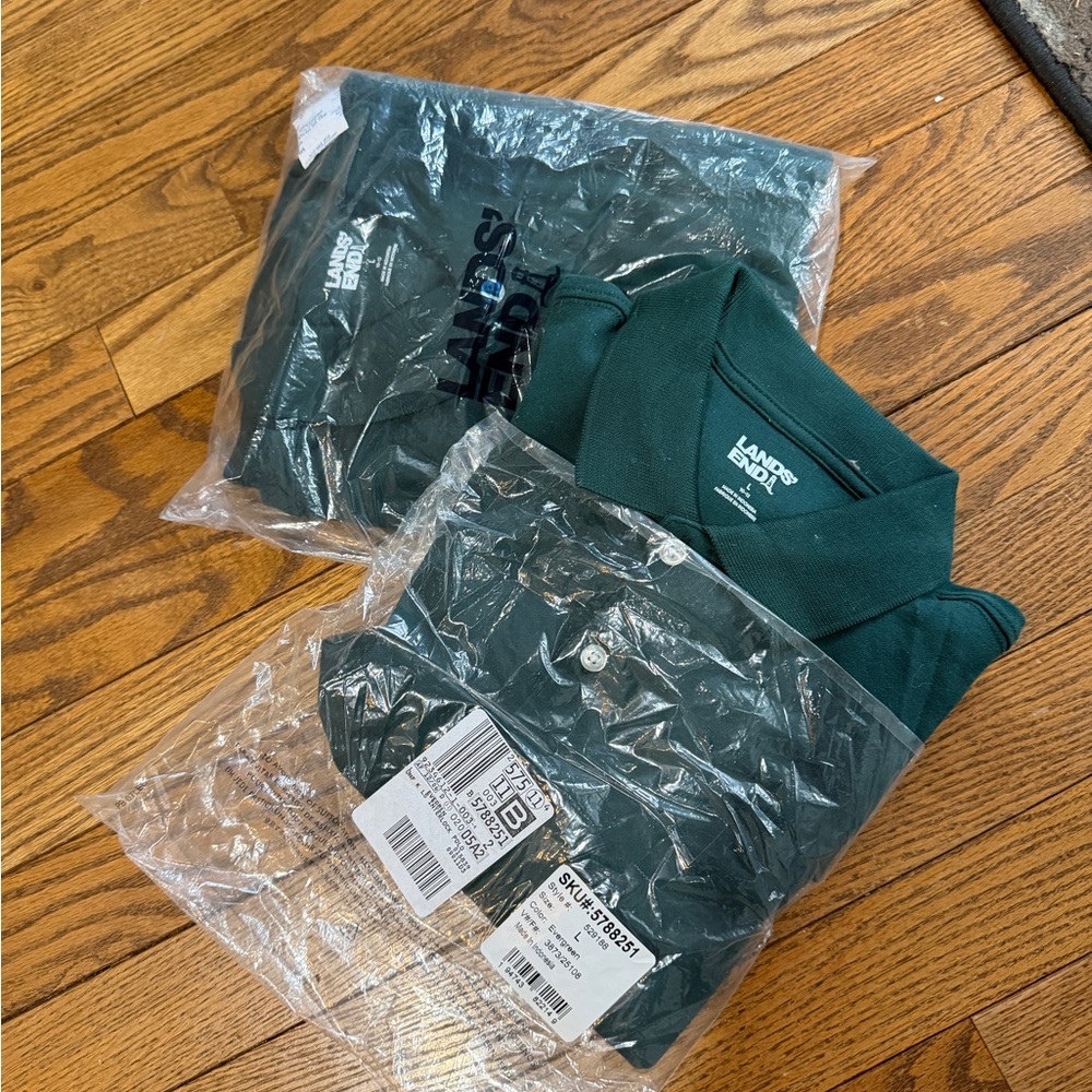 Lands' End Long-sleeve Evergreen Polo Shirt size 10-12
